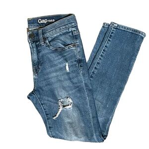 Gap 1969 Distressed Jeans Mid Rise Size 24 Inseam 26.5 Inches